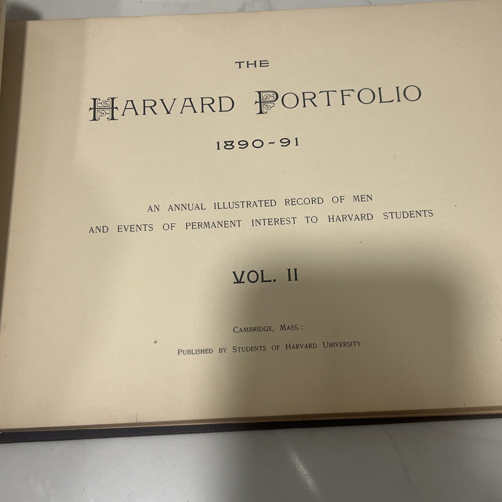 Rare 1891 The Harvard Portfolio Annual Illustrated Record Of Men Book Antique