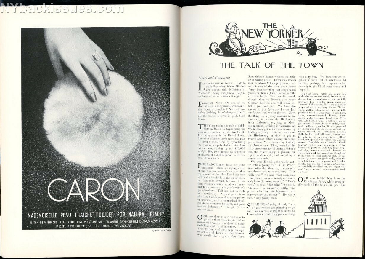 New Yorker magazine May 30 1936 Sylvia Townsend Warner VERY FINE