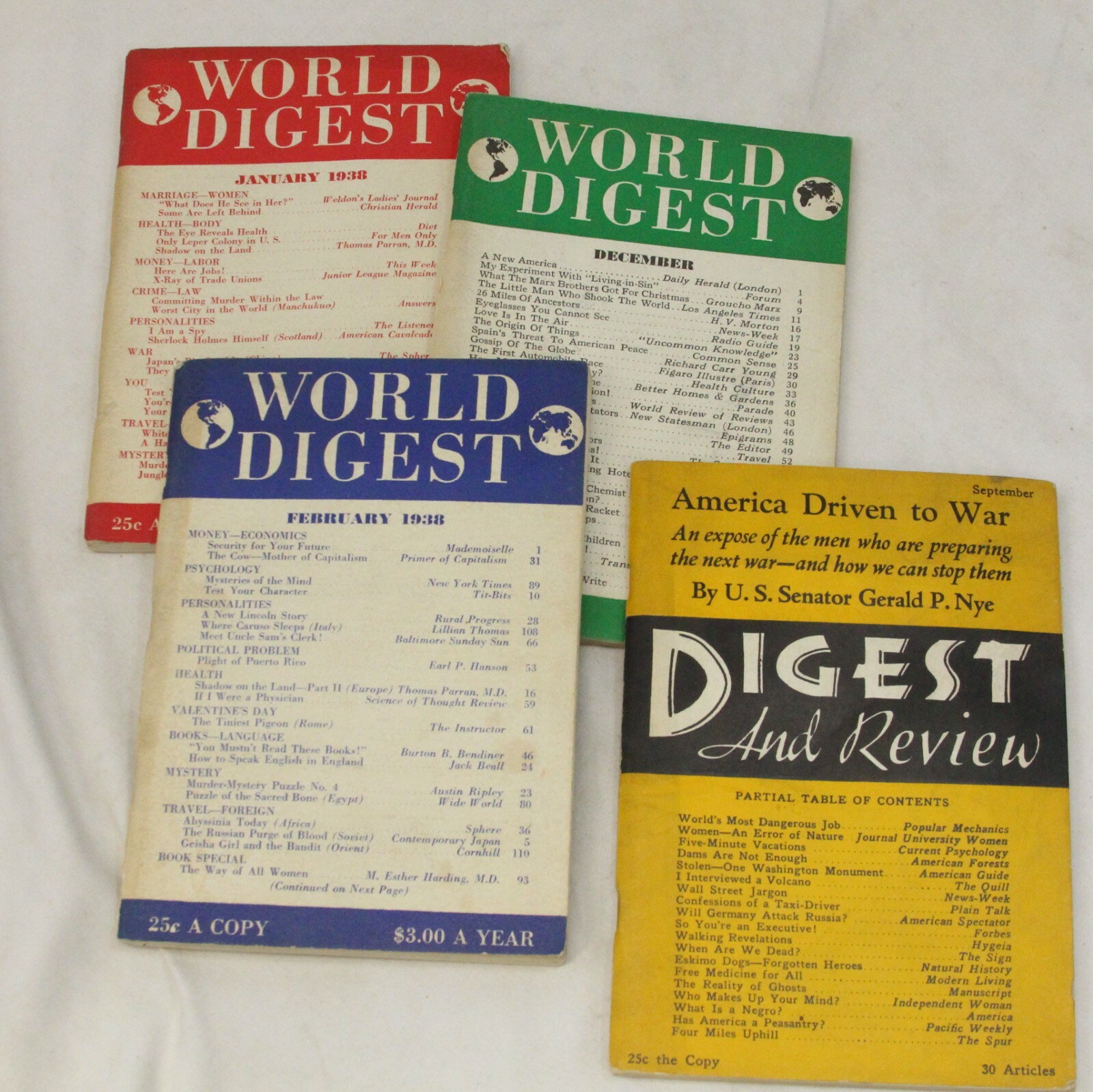 World Digest 1936 & 1938 Digest and Review News General Interest