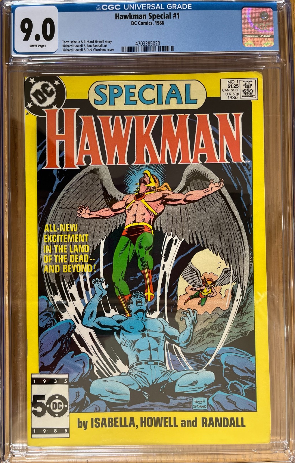 1986 HAWKMAN Special #1 CGC 9.0 Dick Giordano cover – White Pages