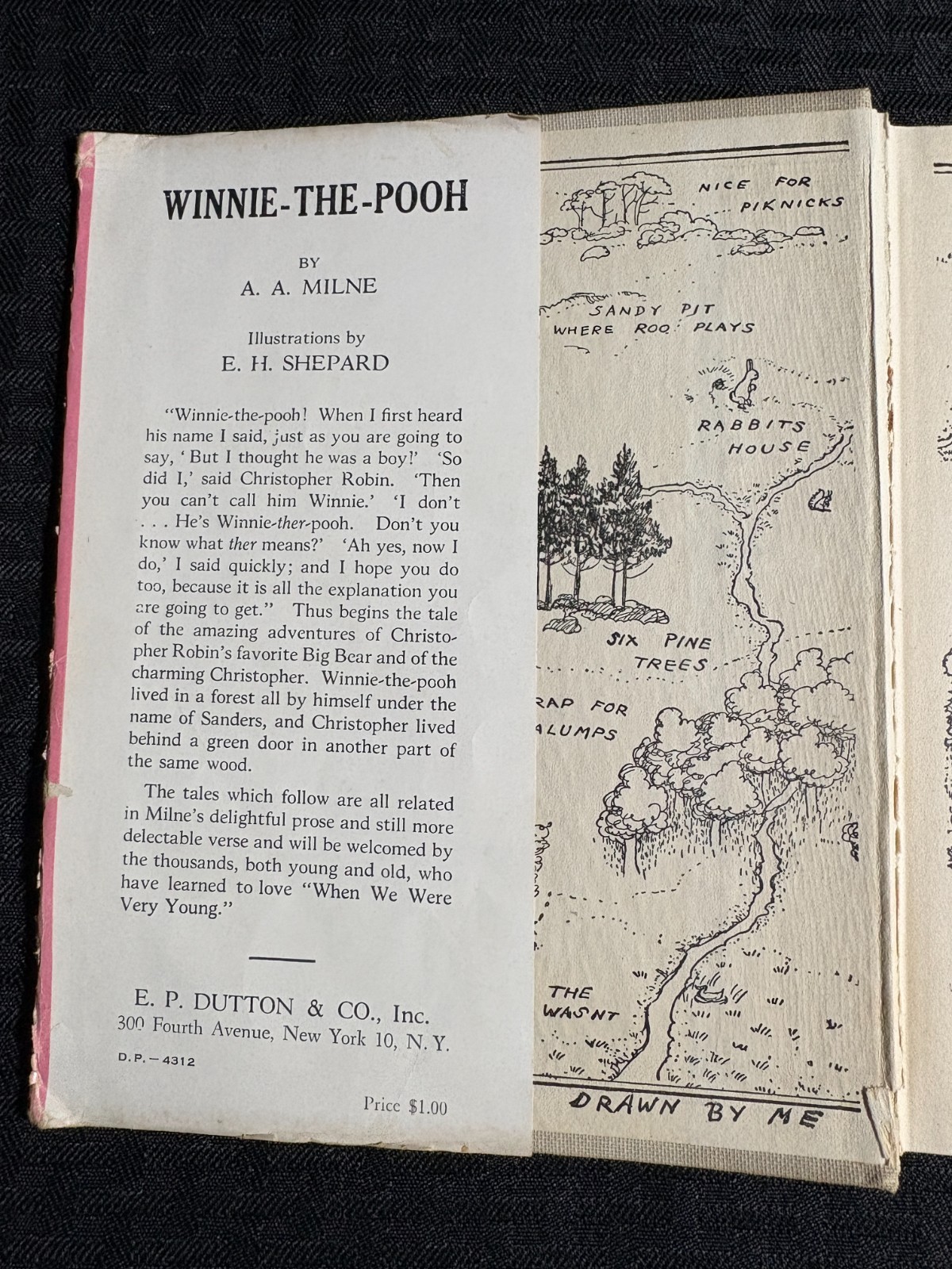 1943 WINNIE THE POOH by A.A. Milne Dutton HC/DJ VG/GD 195th E.P. Dutton