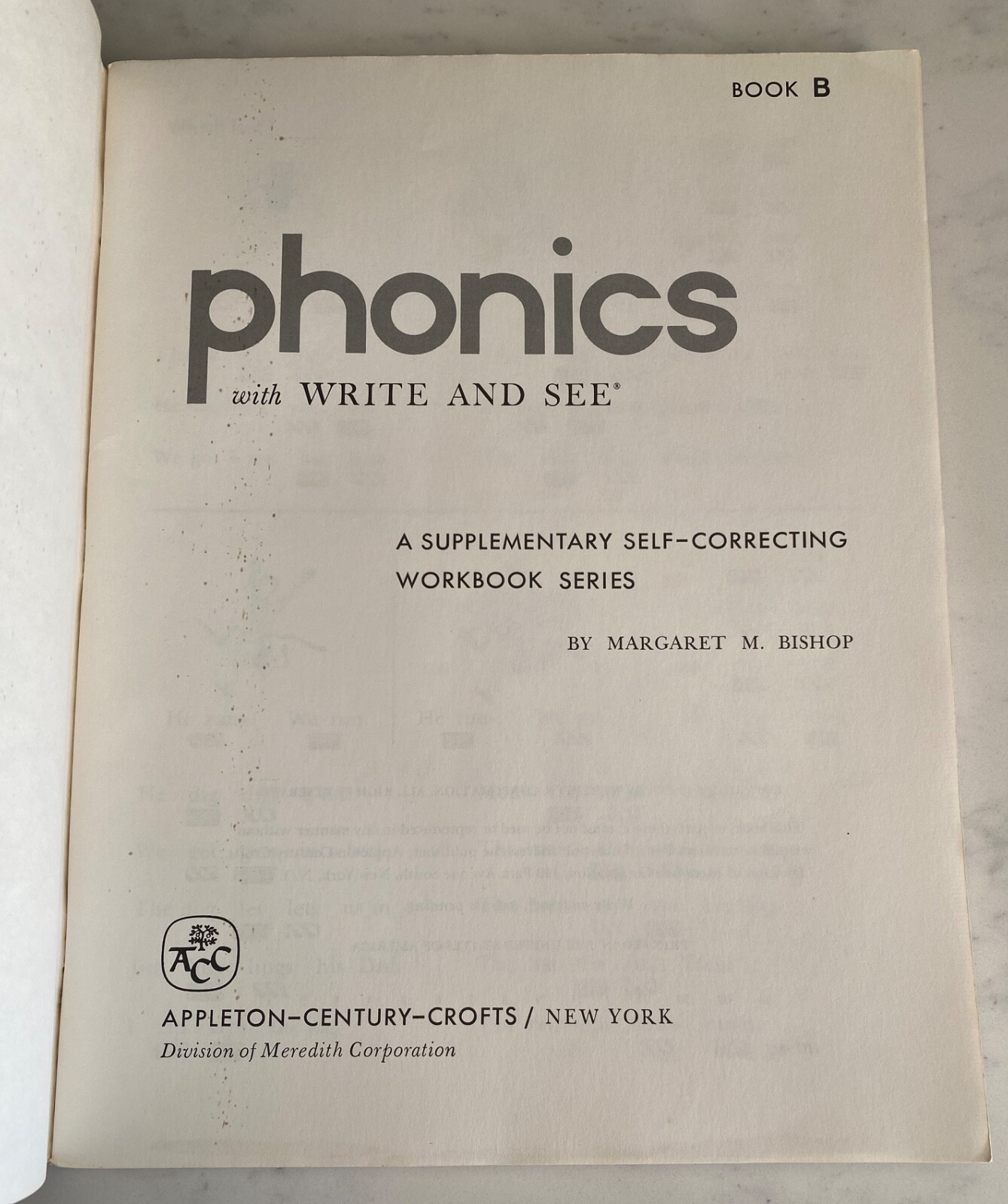 Vintage 1968 UNUSED Phonics with Write and See workbook by Margaret M Bishop