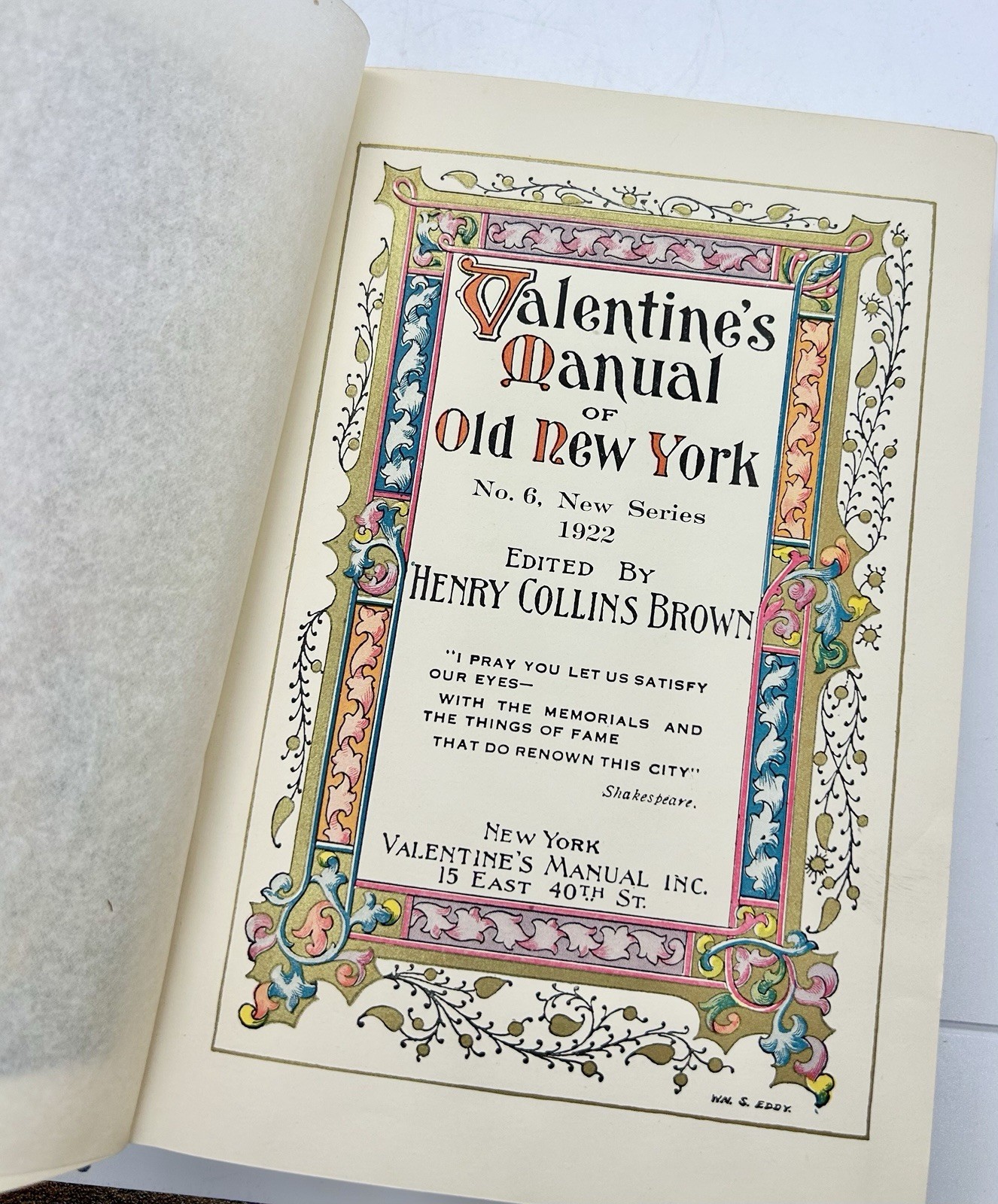Valentine&rsquo;s Manual of Old New York 1922, With Foldouts, Henry Collins Brown