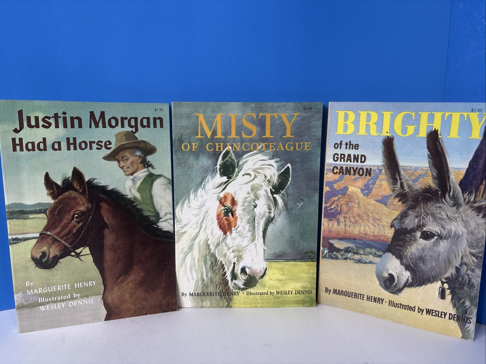 Marguerite Henry Lot of 3 MISTY OF CHINCOTEAGUE + JUSTIN + BRIGHTY (1970s) PB/VG