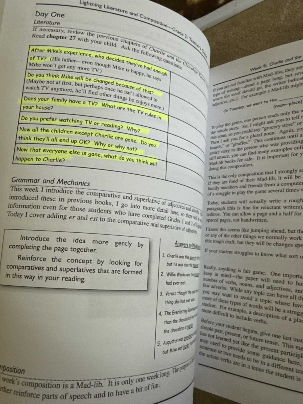 Lightning Literature and Composition Grade 3- Teacher&rsquo;s Guide