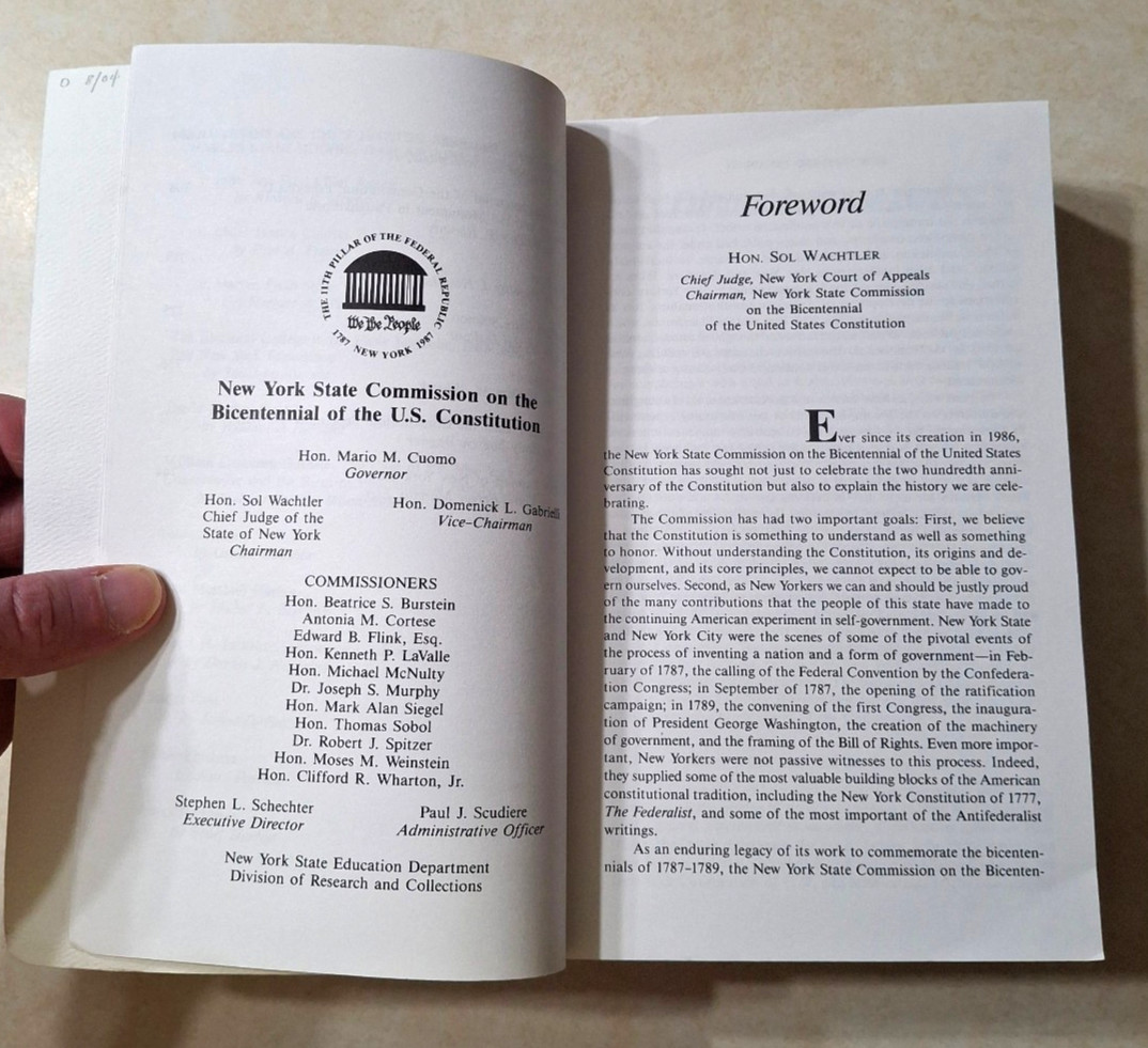 New York and the Union Vintage NY State History U.S. Constitution Bicentennial
