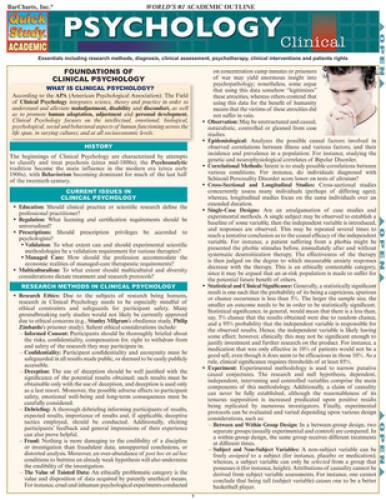 Psychology: Clinical (Quickstudy: Academic) – Pamphlet – VERY GOOD