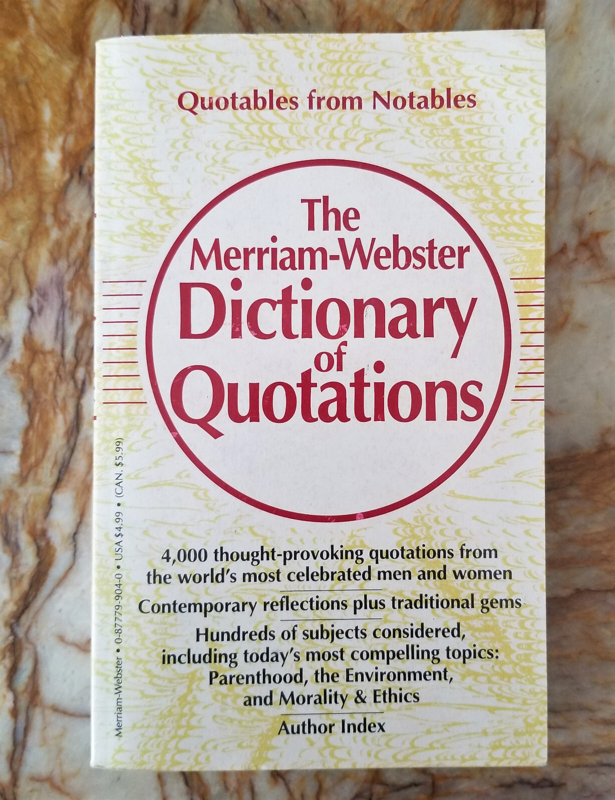 Merriam Webster – DICTIONARY OF QUOTATIONS – EXCELLENT Cond – 512 pgs