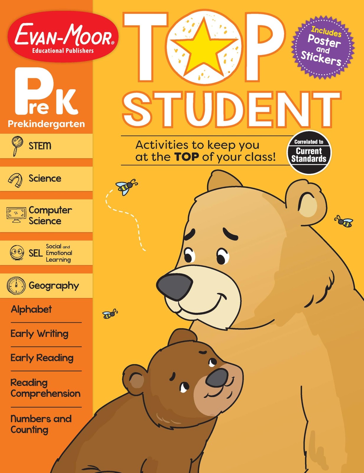 Evan-Moor Top Student, PreK Workbook, 352 pages, Stickers, Poster, Handwriti…
