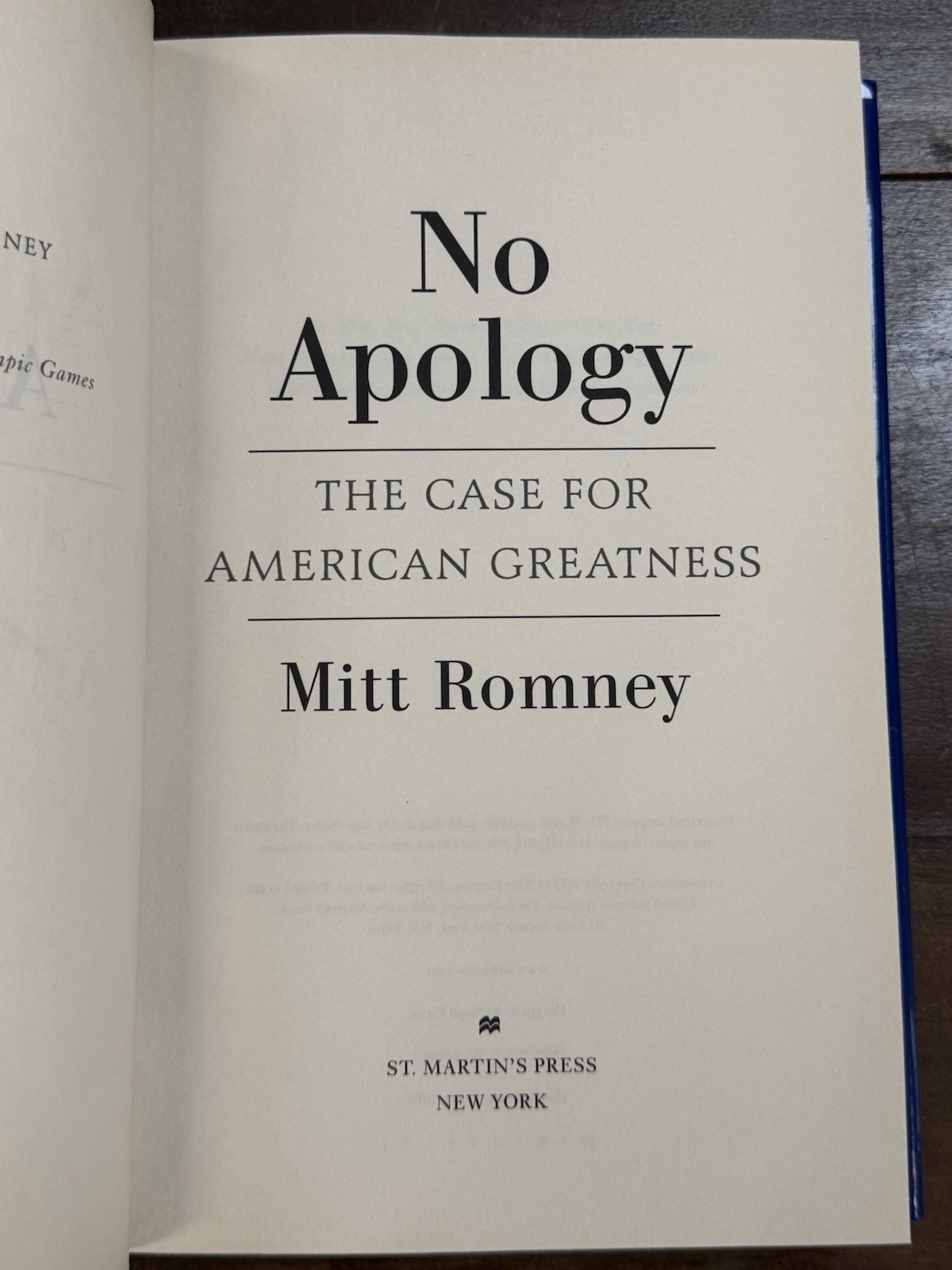 No Apology By Mitt Romney SIGNED First Edition w/ DJ