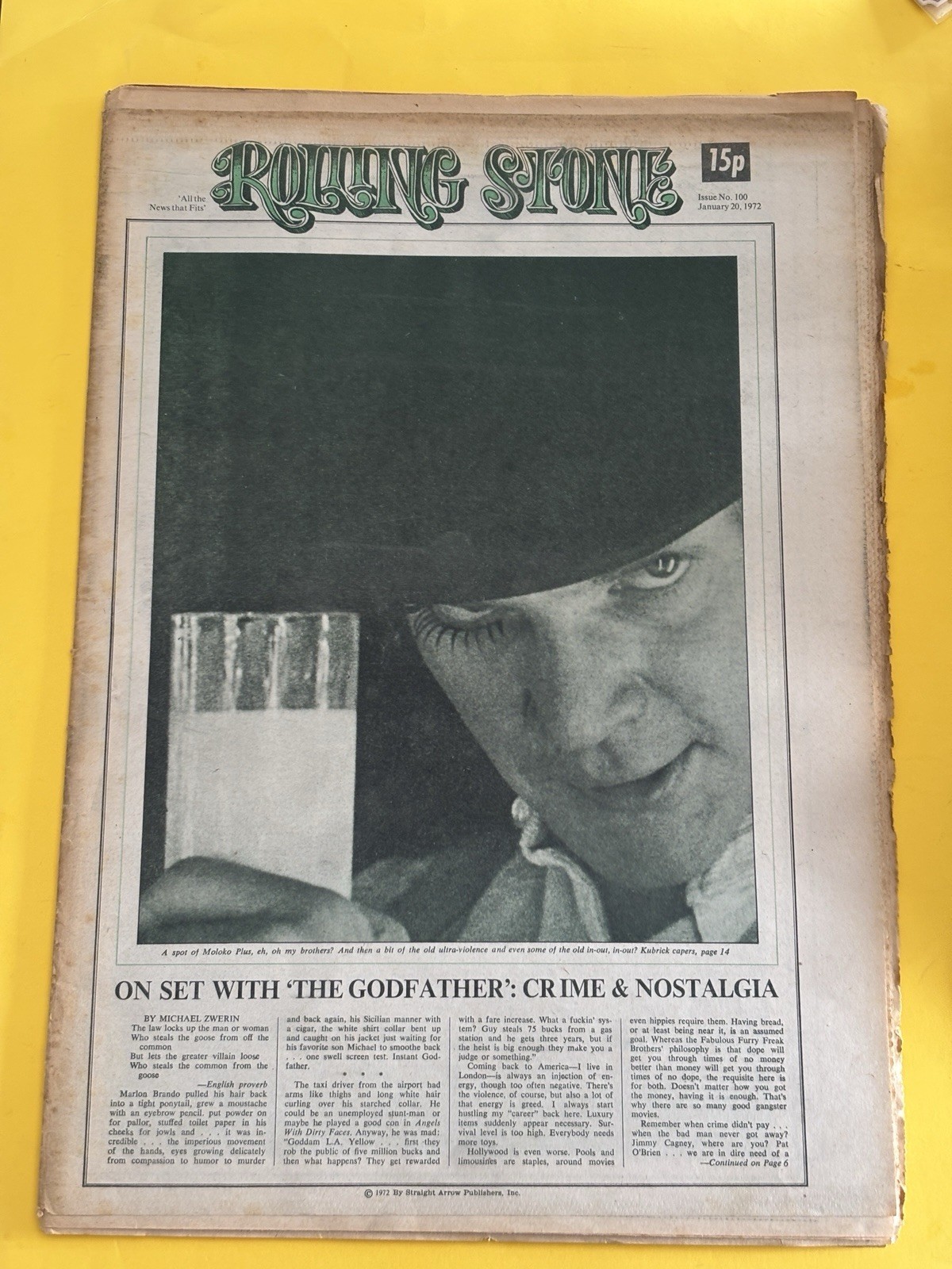 Rolling Stone magazine newspaper January 20 1972 A Clockwork Orange Kubrick