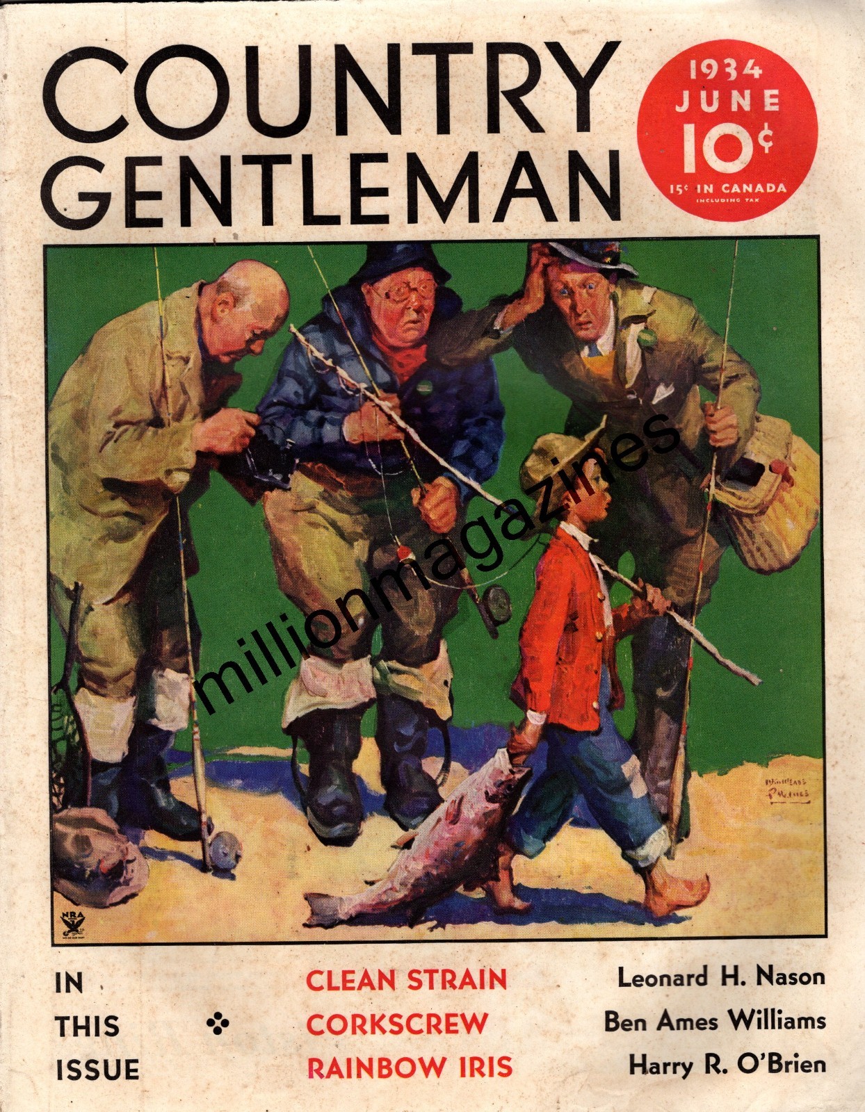1934 Country Gentleman June – Three unsuccessful fishermen; Good News for Dogs