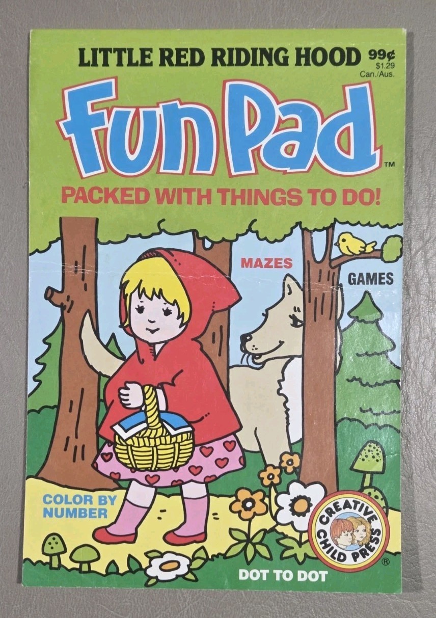 Vintage Fun Pad Little Red Riding Hood Activity Book For Kids Games, Puzzles Etc