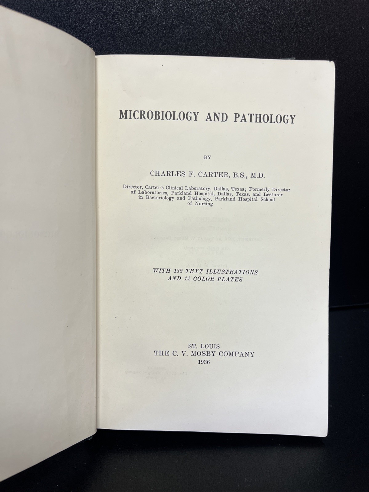 Rare Microbiology and Pathology by Charles F Carter 1936 First Edition Hardcover