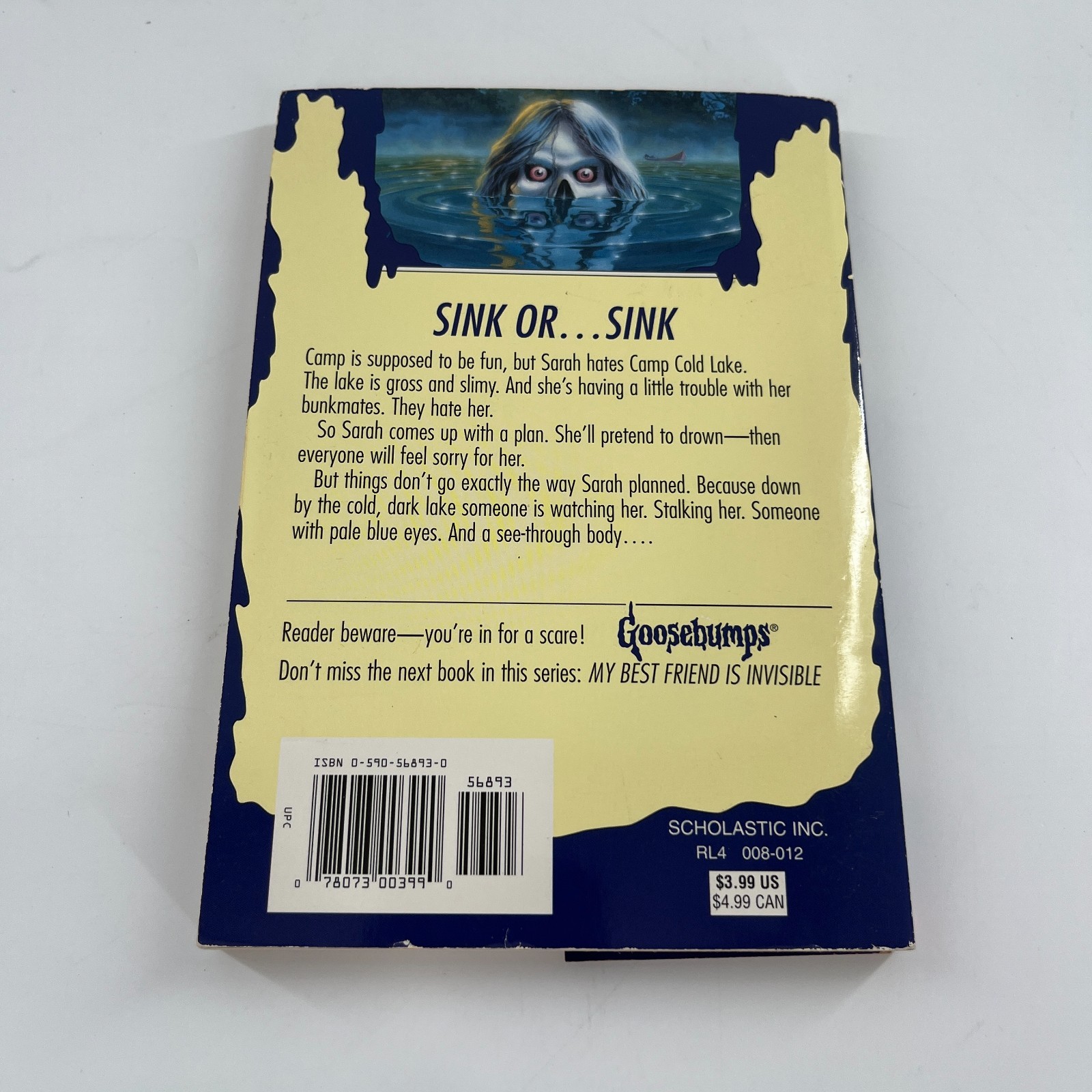 Goosebumps #56 The Curse of Camp Cold Lake R.L. Stine 1st Print w Bookmark Cards