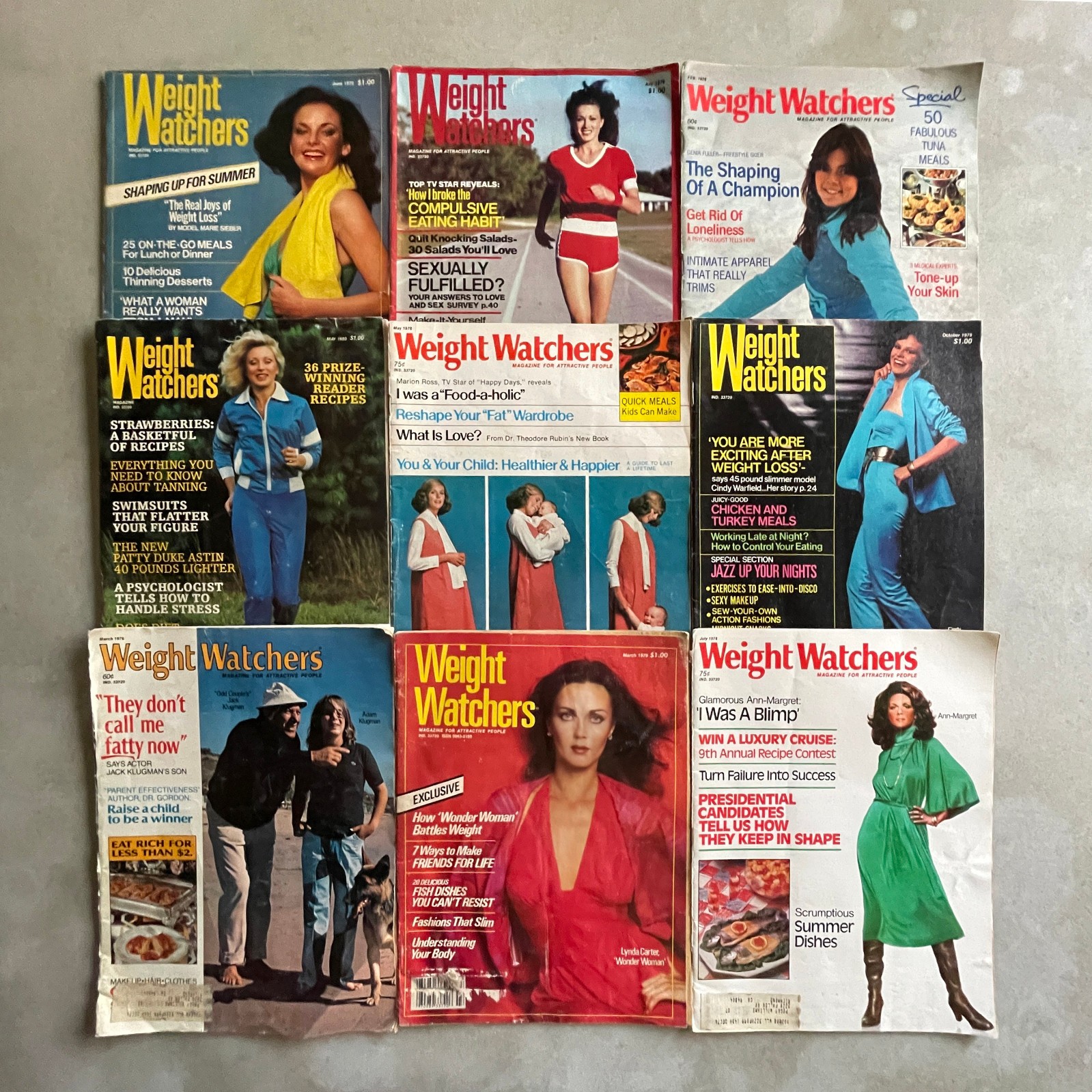 9 Late 1970s Weight Watchers Magazines • Lynda Carter Ann Margaret Jack Klugman
