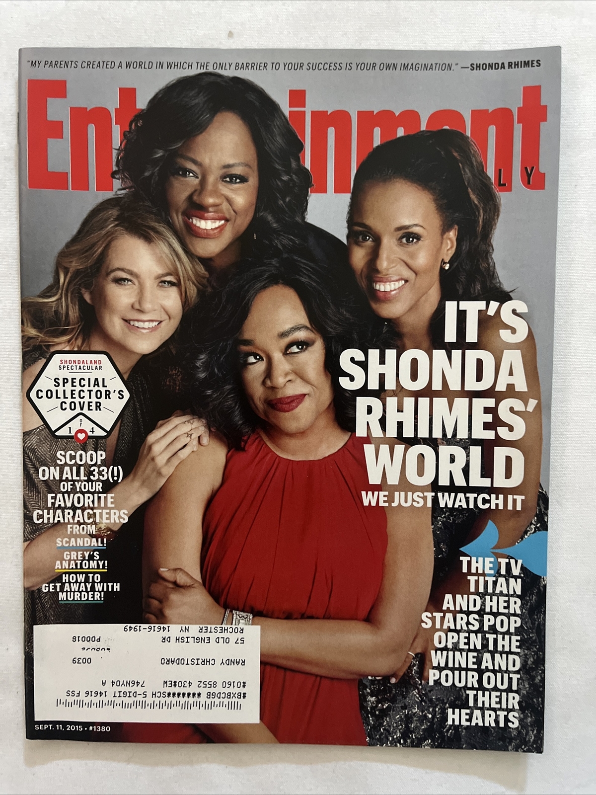 2015 September 11 Entertainment Weekly It’s Shonda Rhimes’ World (CP212)
