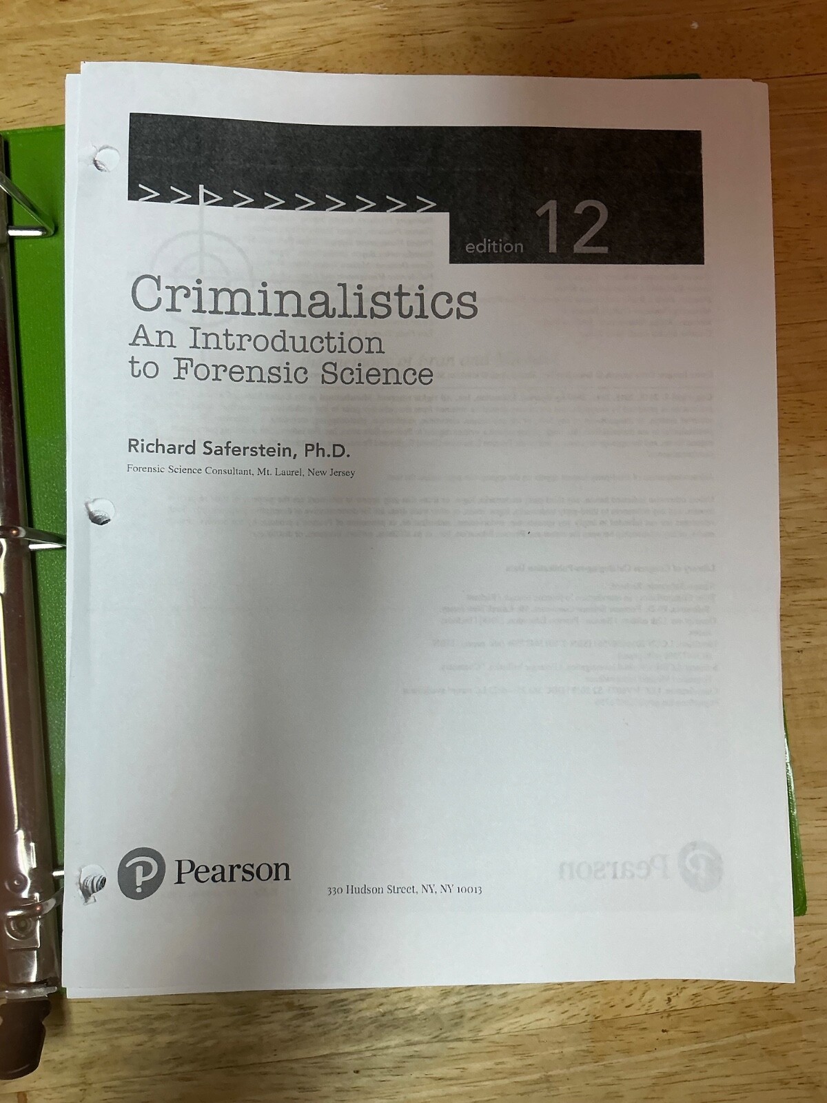 Criminalistics: An Introduction to Forensic Science by Saferstein (Loose Leaf)