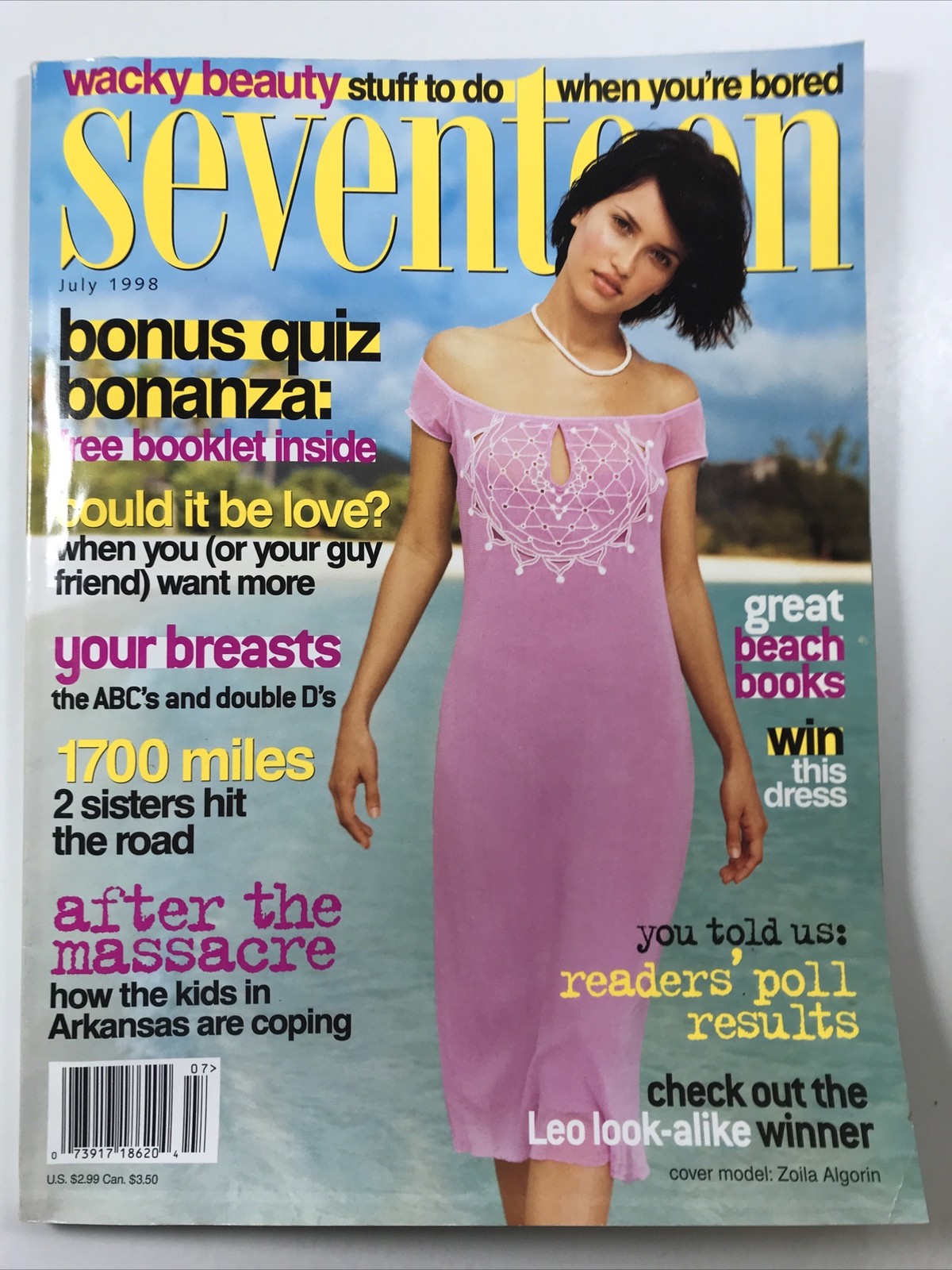 SEVENTEEN magazine July 1998-Fashion makeup hair Cover: Zoila Algorin NO LABEL
