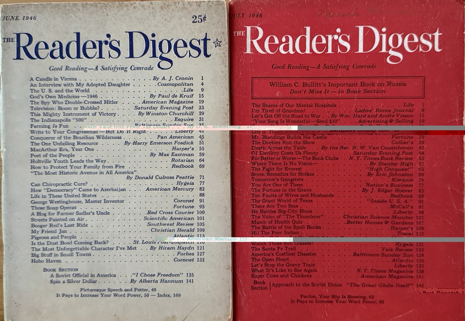 1946 June July (2) READER&rsquo;S DIGEST MAGAZINE Vintage History Short Stories Humor