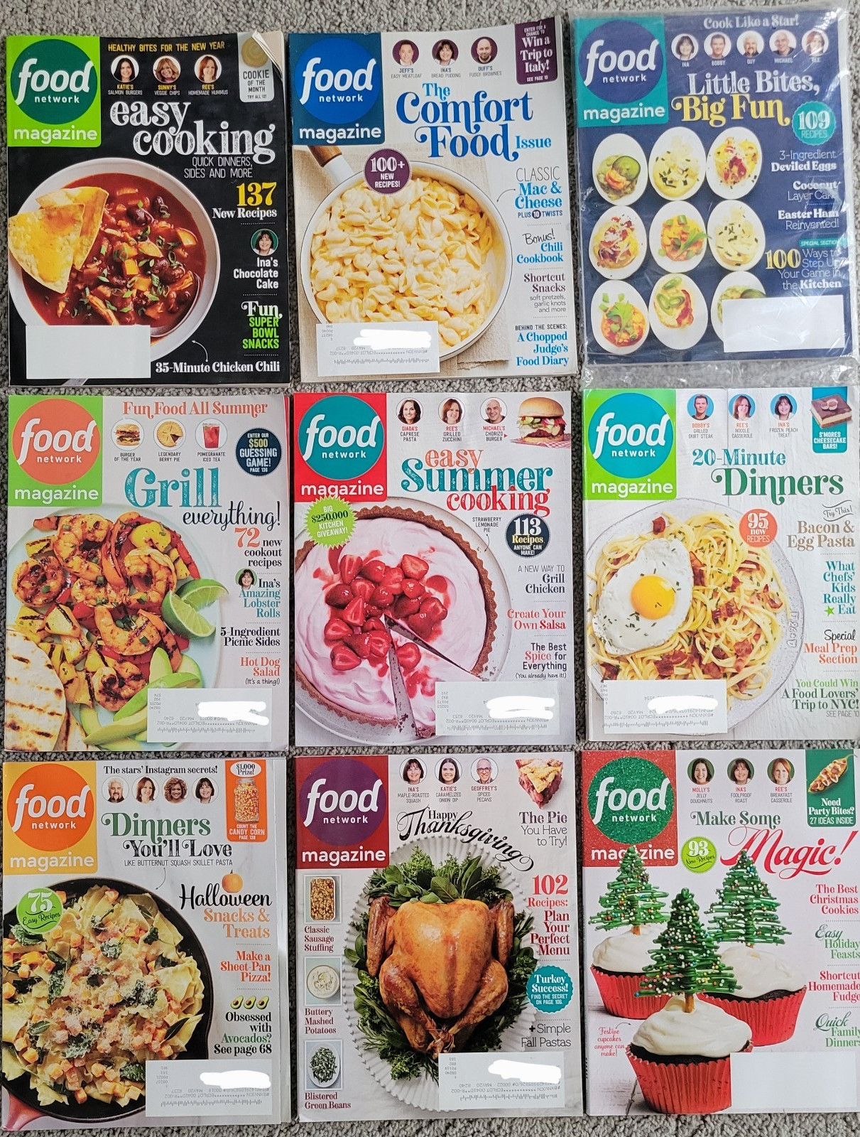 Food Network Magazines 2019, Vol 12, Lot of 9