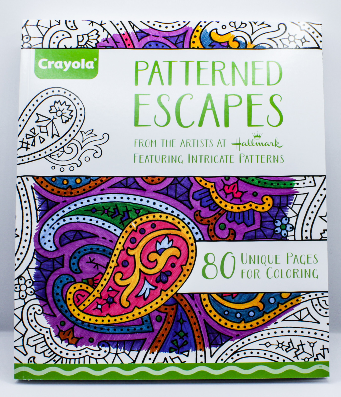 Hallmark Crayola PATTERNED ESCAPES Adult Coloring Book – 80 Pages – NEW!