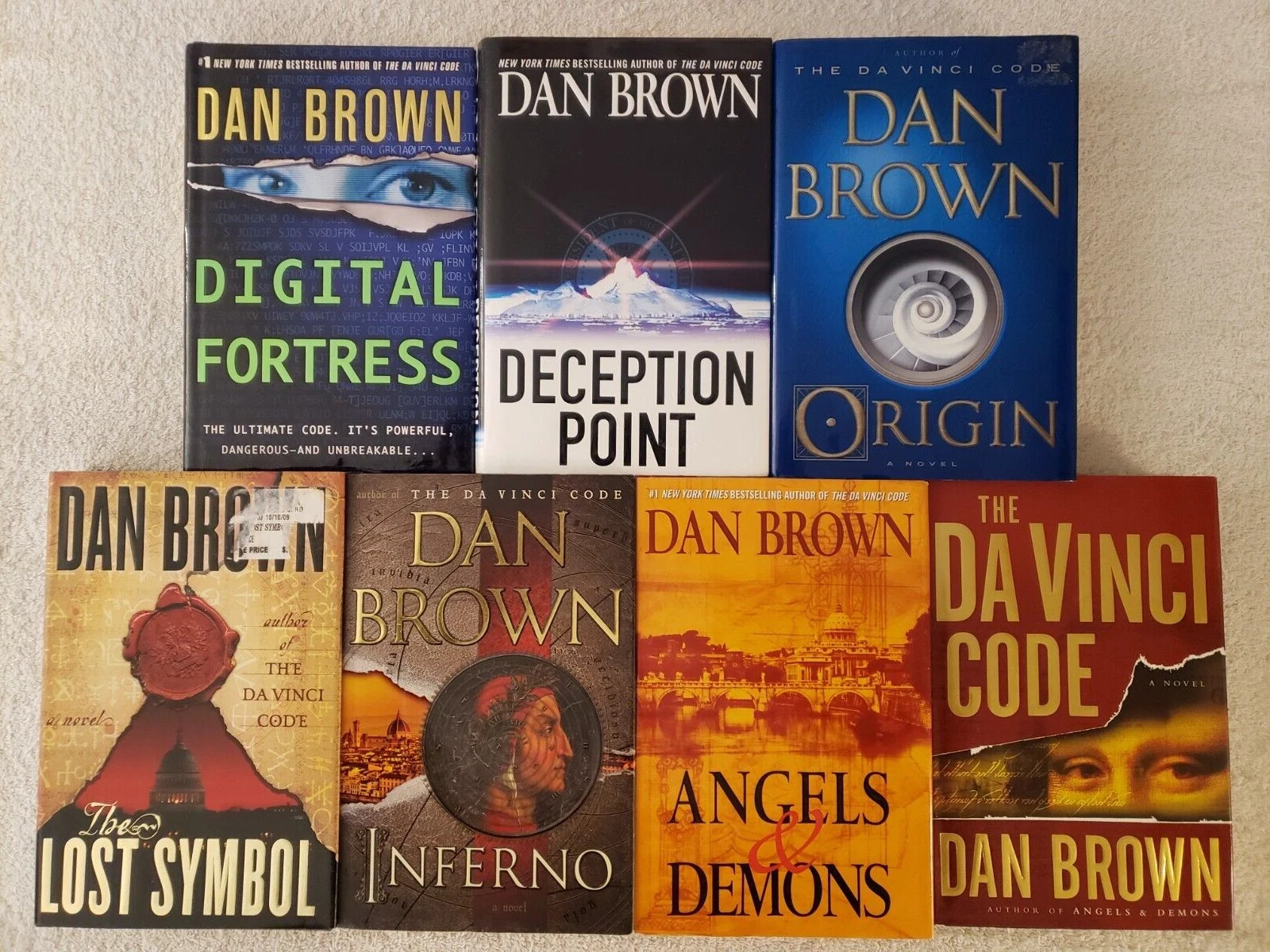Complete Set Series – Lot of 7 HARDCOVER Robert Langdon Books by Dan Brown