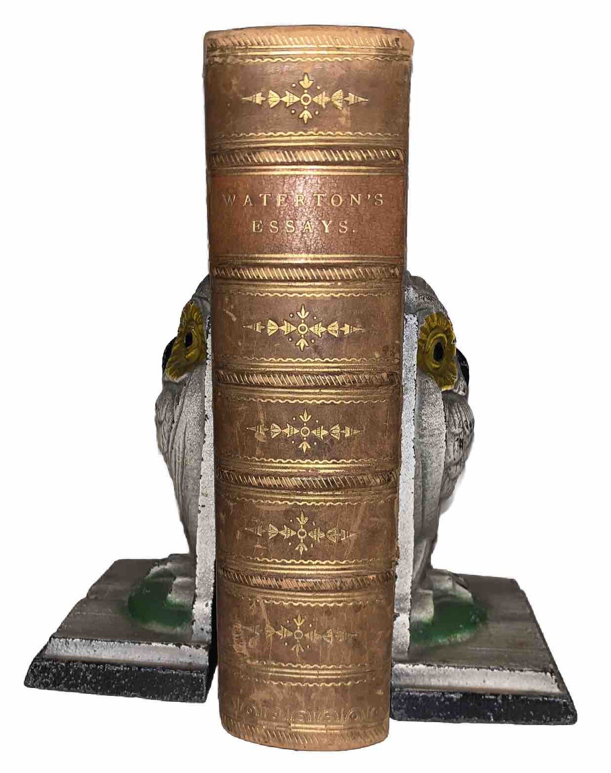 c. 1870, ESSAYS ON NATURAL HISTORY, by CHARLES WATERTON, PERIOD LEATHER BINDING