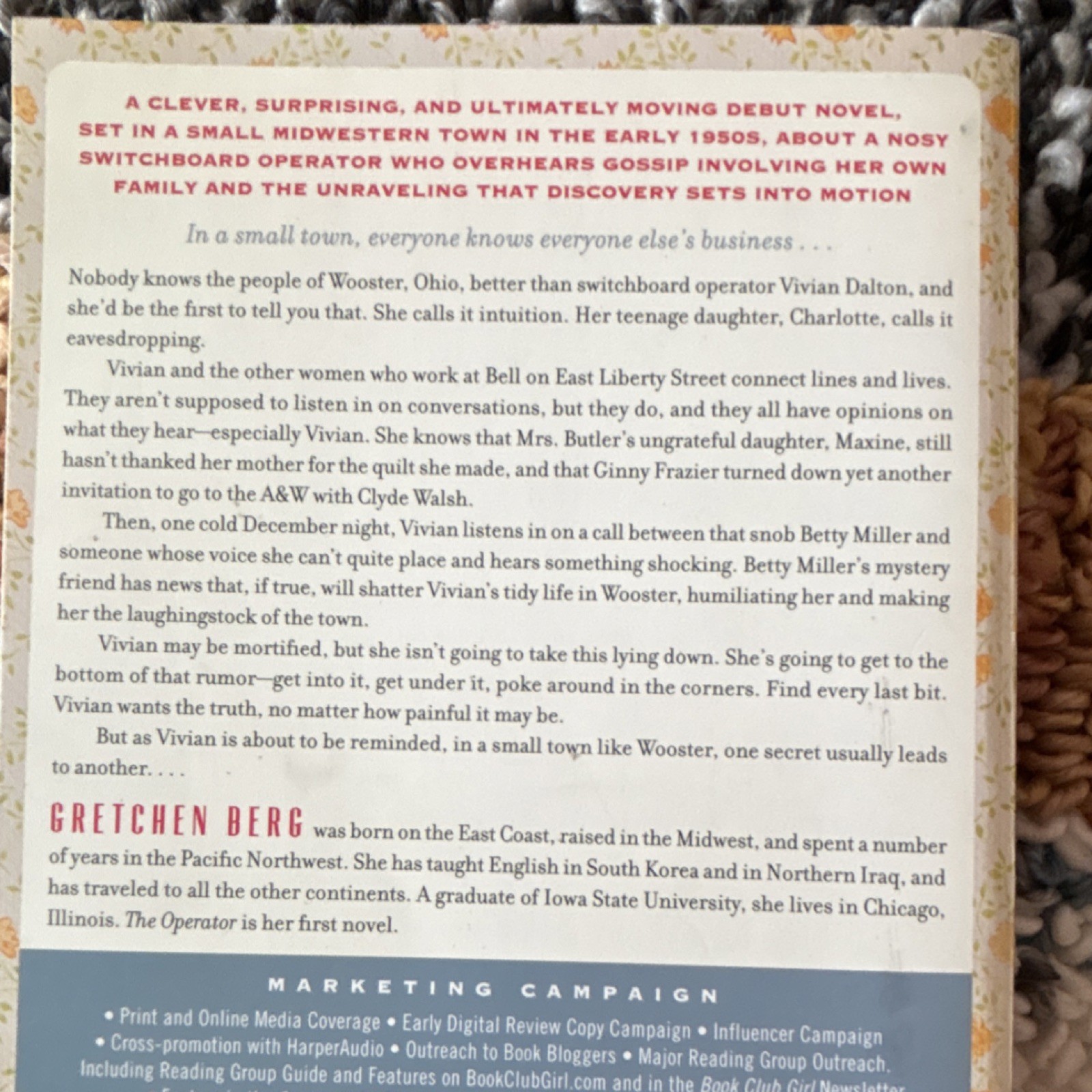 William Morrow The Operator Gretchen Berg Paperback Fiction Signed Advance