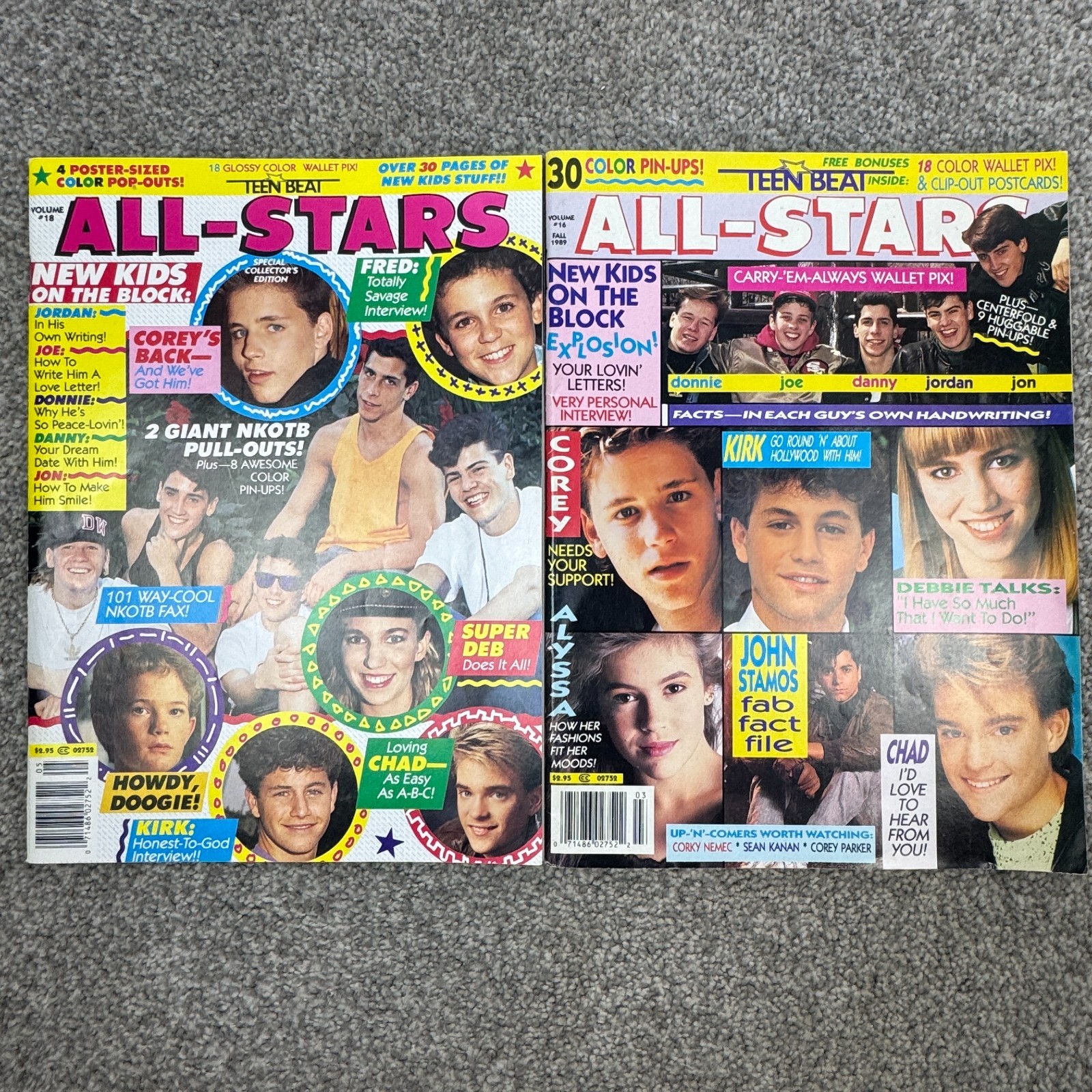 2 Teen Beat All-Stars Magazines Volume 16 Fall 1989 & Volume 18 NKOTB & Gibson