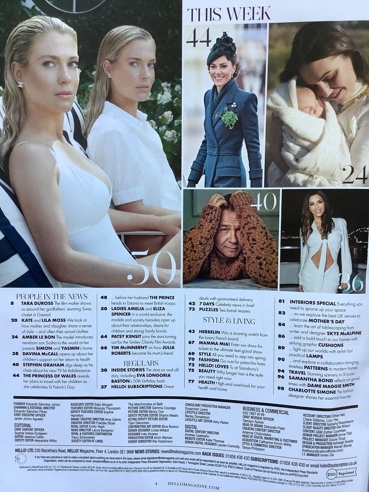 HELLO! Magazine: Lady Amelia & Eliza Spencer, Amber Le Bon, 31.3.25