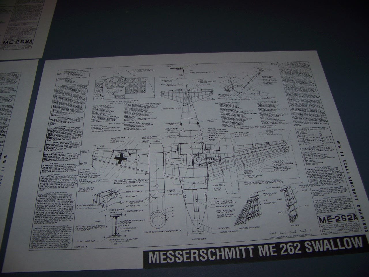 VINTAGE..MESSERSCHMITT ME 262A..4-VIEWS/STRUCTURE/PROFILES….RARE! (235B)