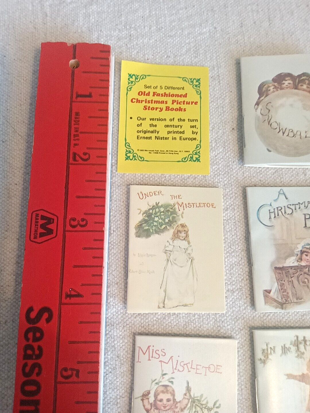 Miniature Christmas 5 Book Set Old Fashioned With Case 1983 Repro Set Vintage