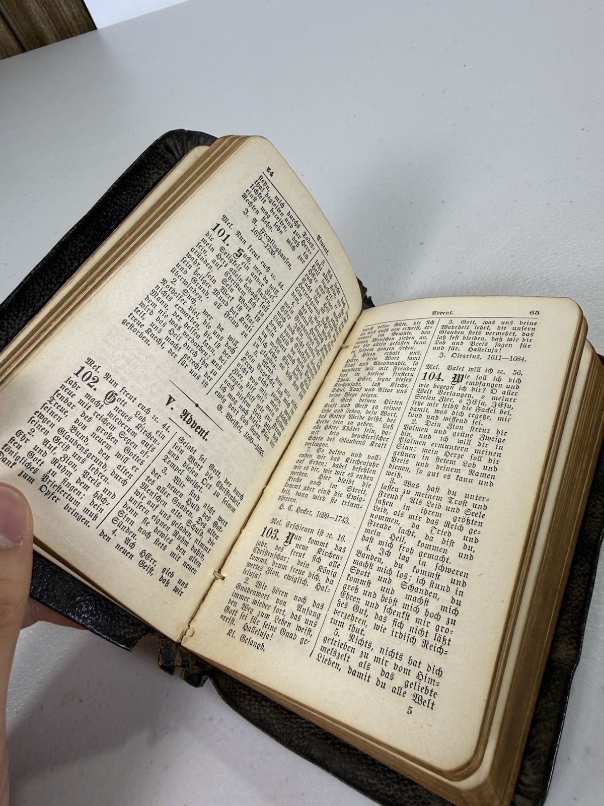Antique German Hymnal Religion Song Book Vintage Pocket Size Leather 1922