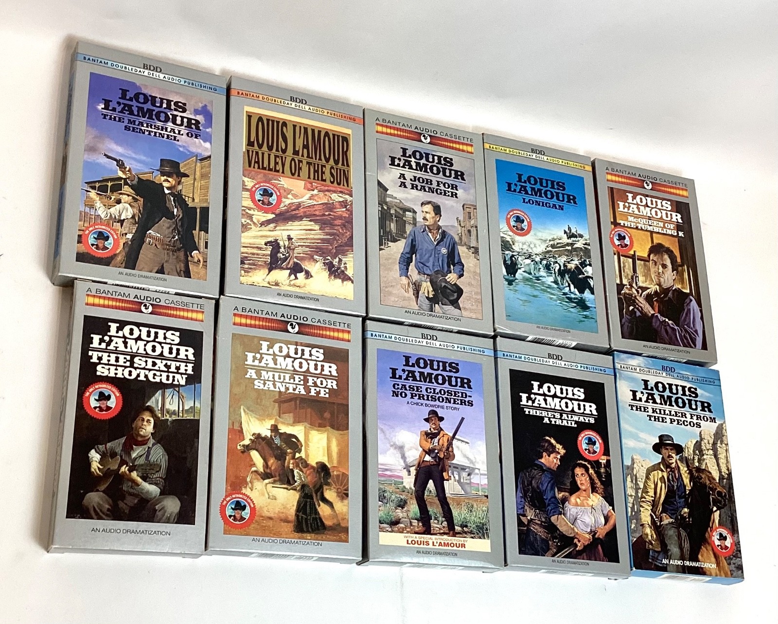 Lot of 10 IN BOX Assorted LOUIS L&rsquo;AMOUR Audio Book Cassette&rsquo;s (2)