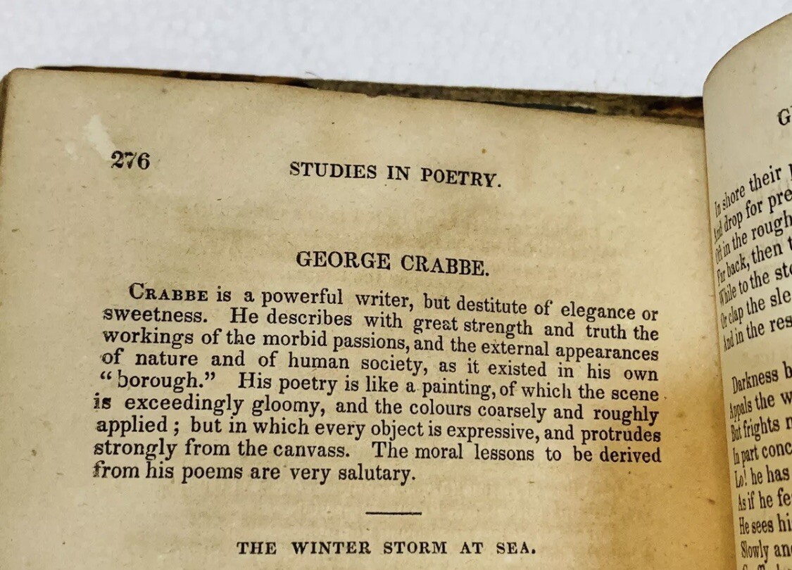 Antique 1800&rsquo;s Studies in Poetry by George Crabbe 480 pages