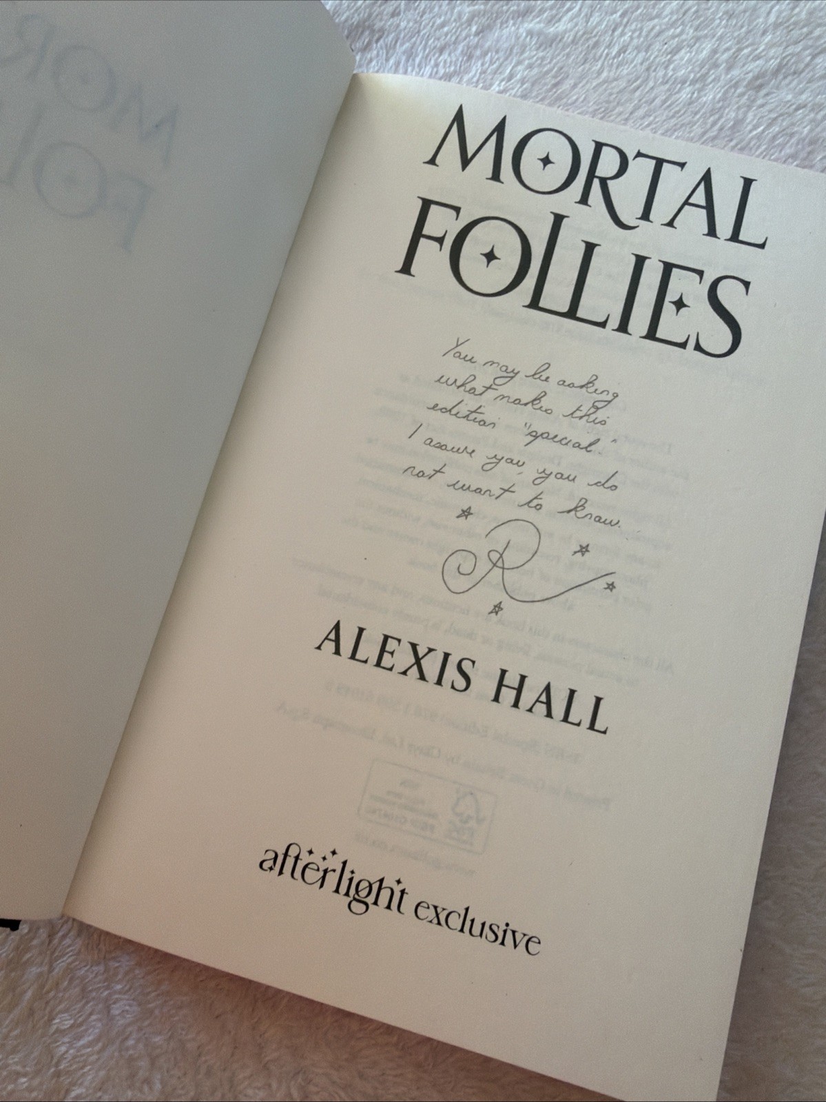 Illumicrate Afterlight Mortal Follies Alexis Hall Hardcover DIGITALLY SIGNED