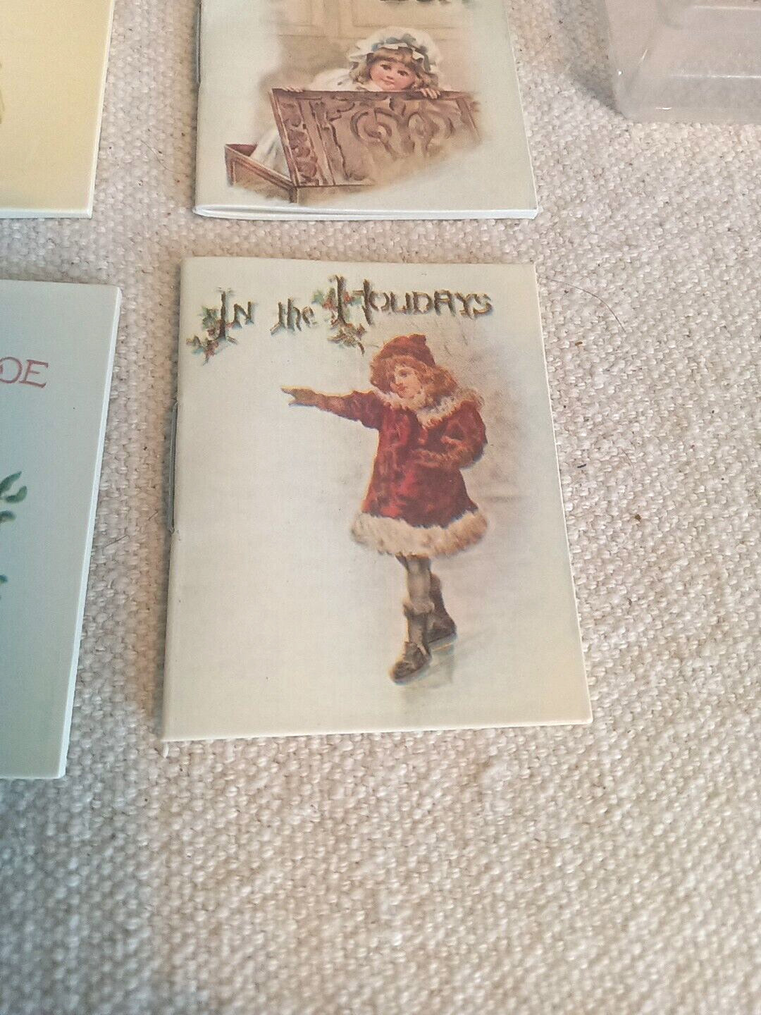 Miniature Christmas 5 Book Set Old Fashioned With Case 1983 Repro Set Vintage