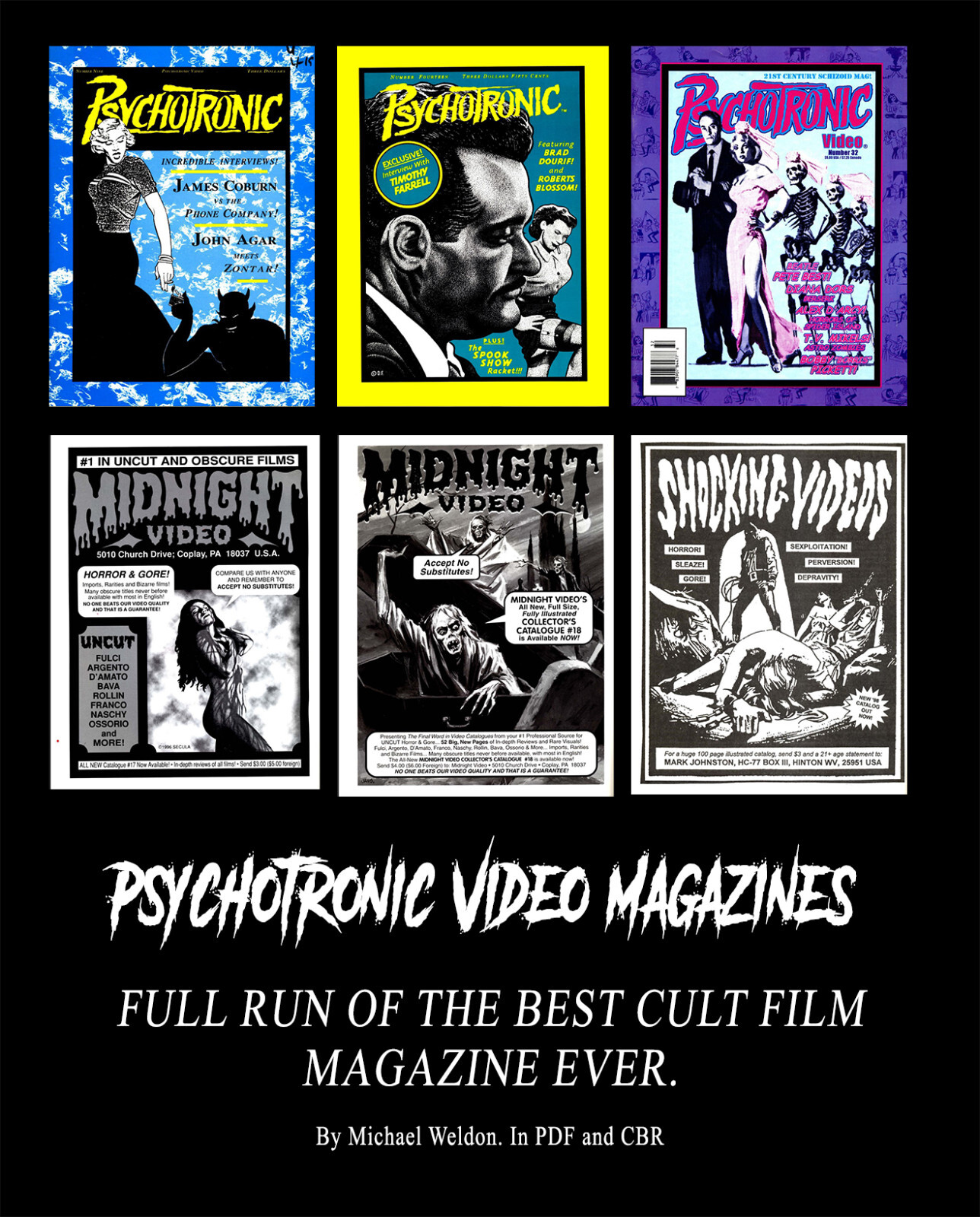Psychotronic Video Magazines Full Run Set of the Best Cult Film Magazine Weldon