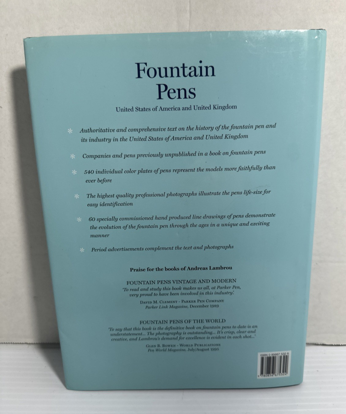 Fountain Pens United States United Kingdom Andreas Lambrou 2000 HC DJ History
