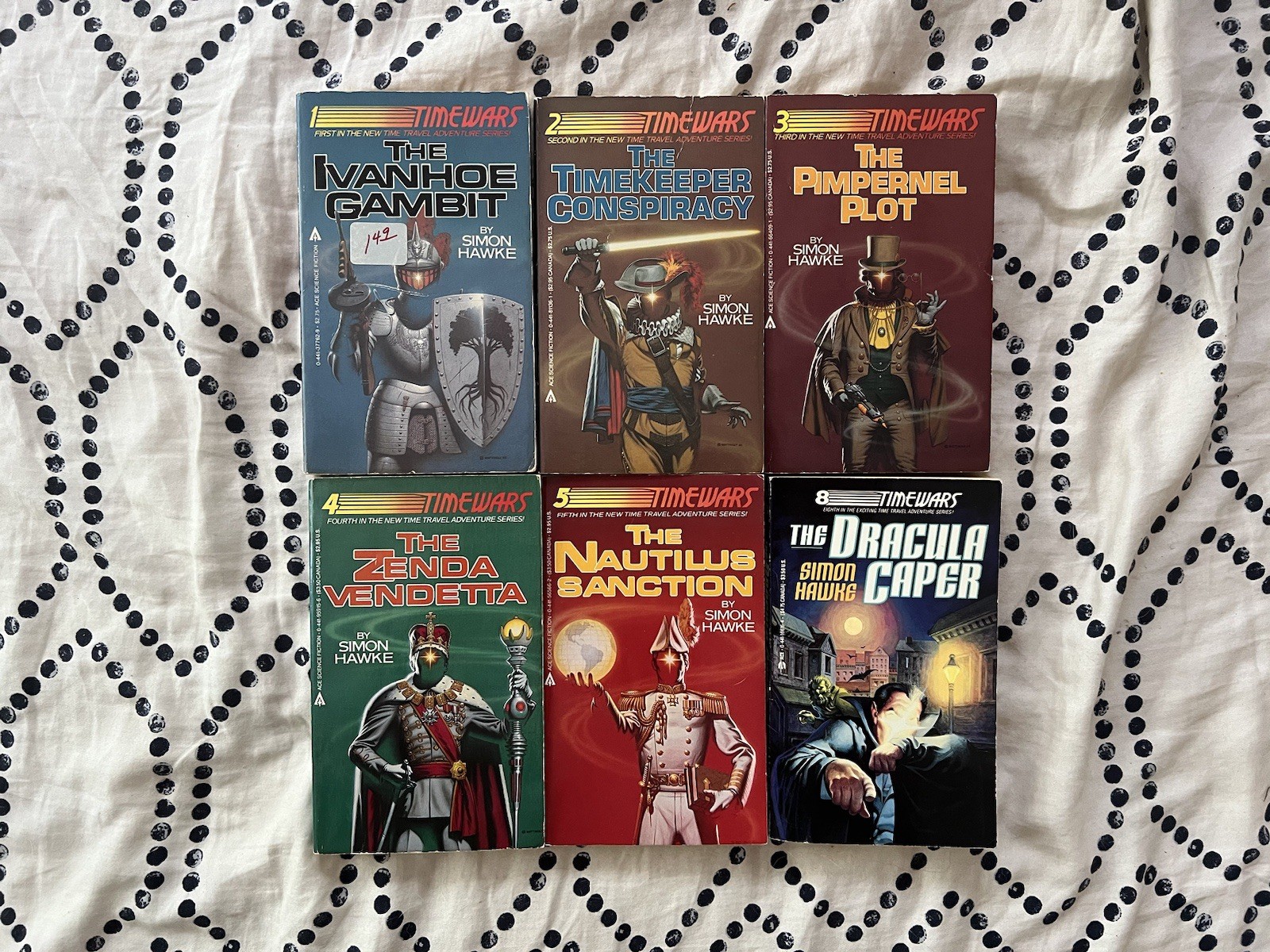 LOT (6) TimeWars Series Simon Hawke Science Fiction Paberback Books #1-5, 8