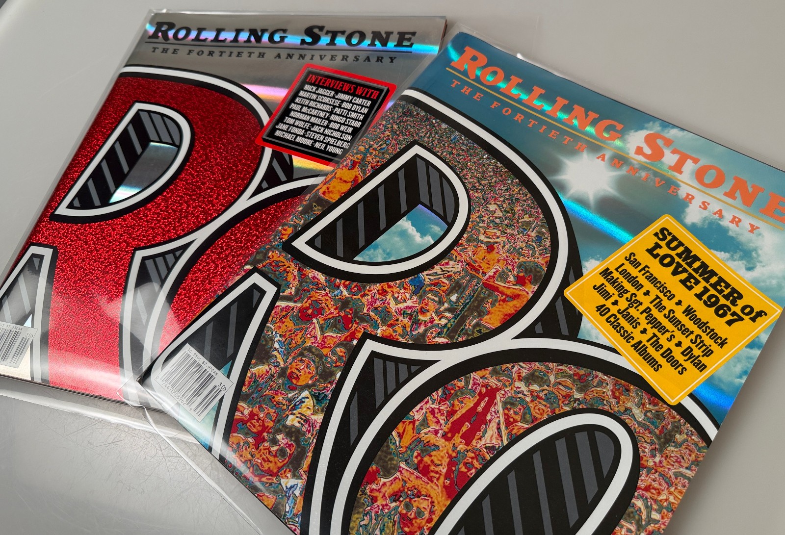 2 Rolling Stone Magazine ~ 40th Anniversary NO LABELS Perfect in Poly 1025 1030