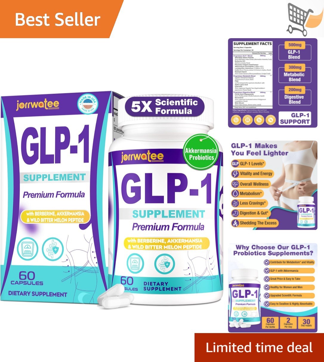 GLP-1 Supplements Women Men 14-in-1 Probiotic Digestive Energy Capsules