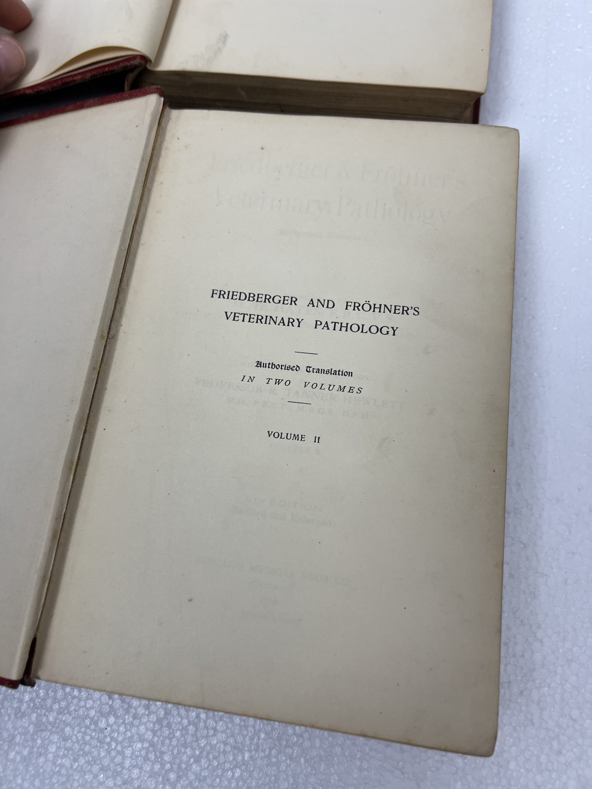 Friedberger & Frohner&rsquo;s Veterinary Pathology 1909 2 Vol Set MH Hayes farm 6th Ed
