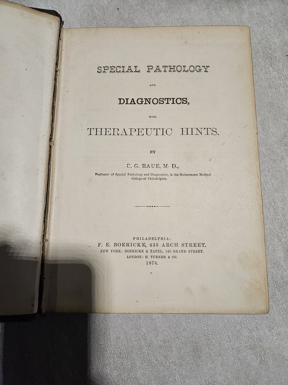 Special Pathology and Diagnostics, with Therapeutic Hints by C. G. Raue 1874