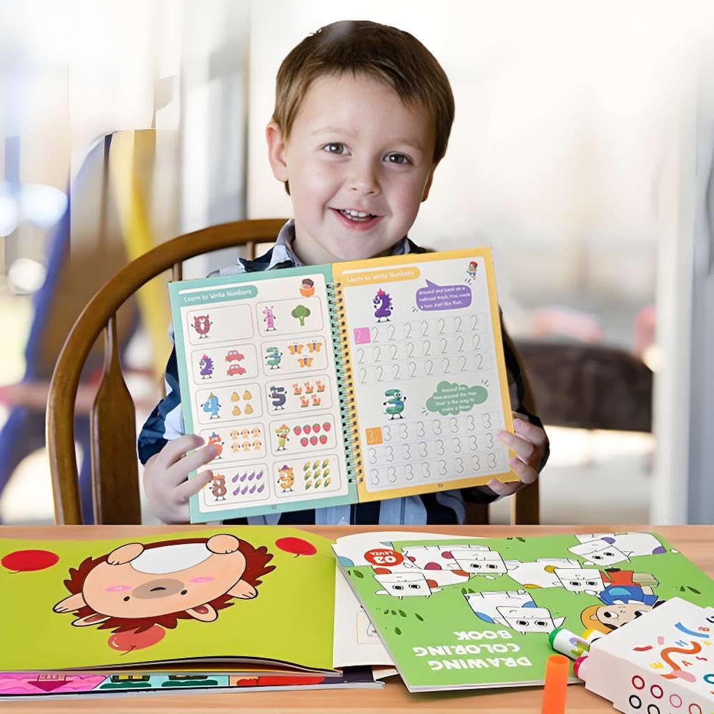 Reusable Handwriting Practice for Kids Ages 3-8, Magic Grooved Writing
