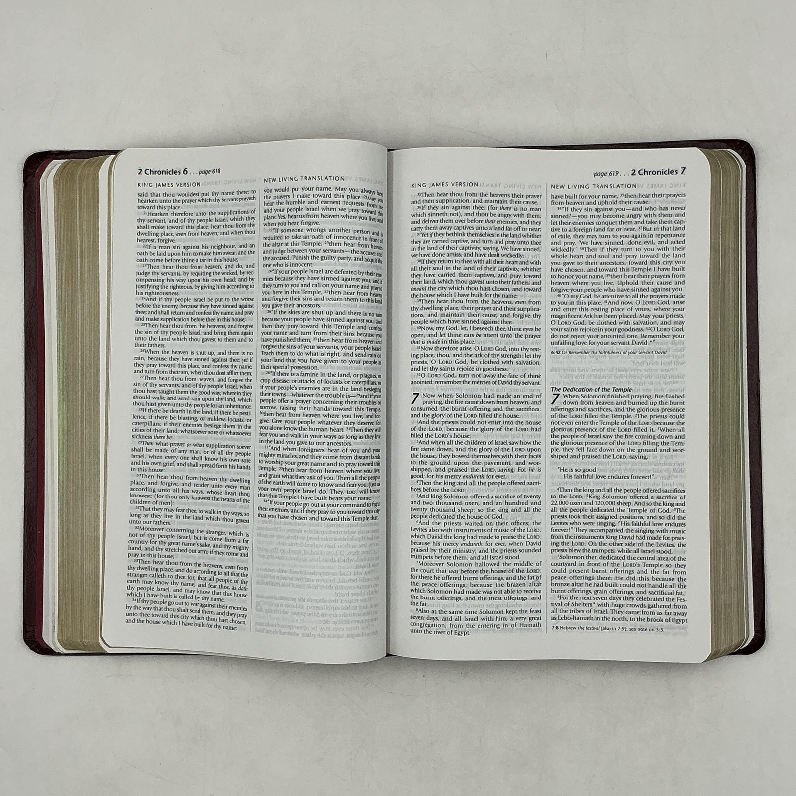 Holy Bible TBN Parallel Edition King James NLT Tyndale HC Burgundy 1997 USA