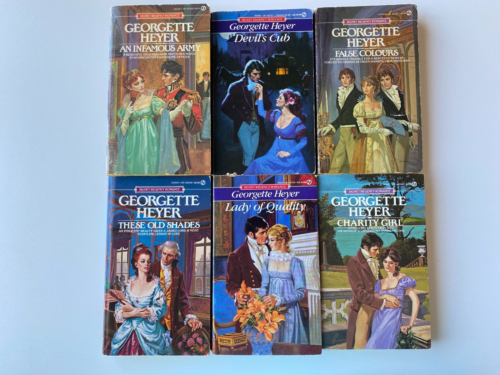 GEORGETTE HEYER MATCHED LOT 6~Signet~Old Shades~Charity~Quality~False~Army~Cub~