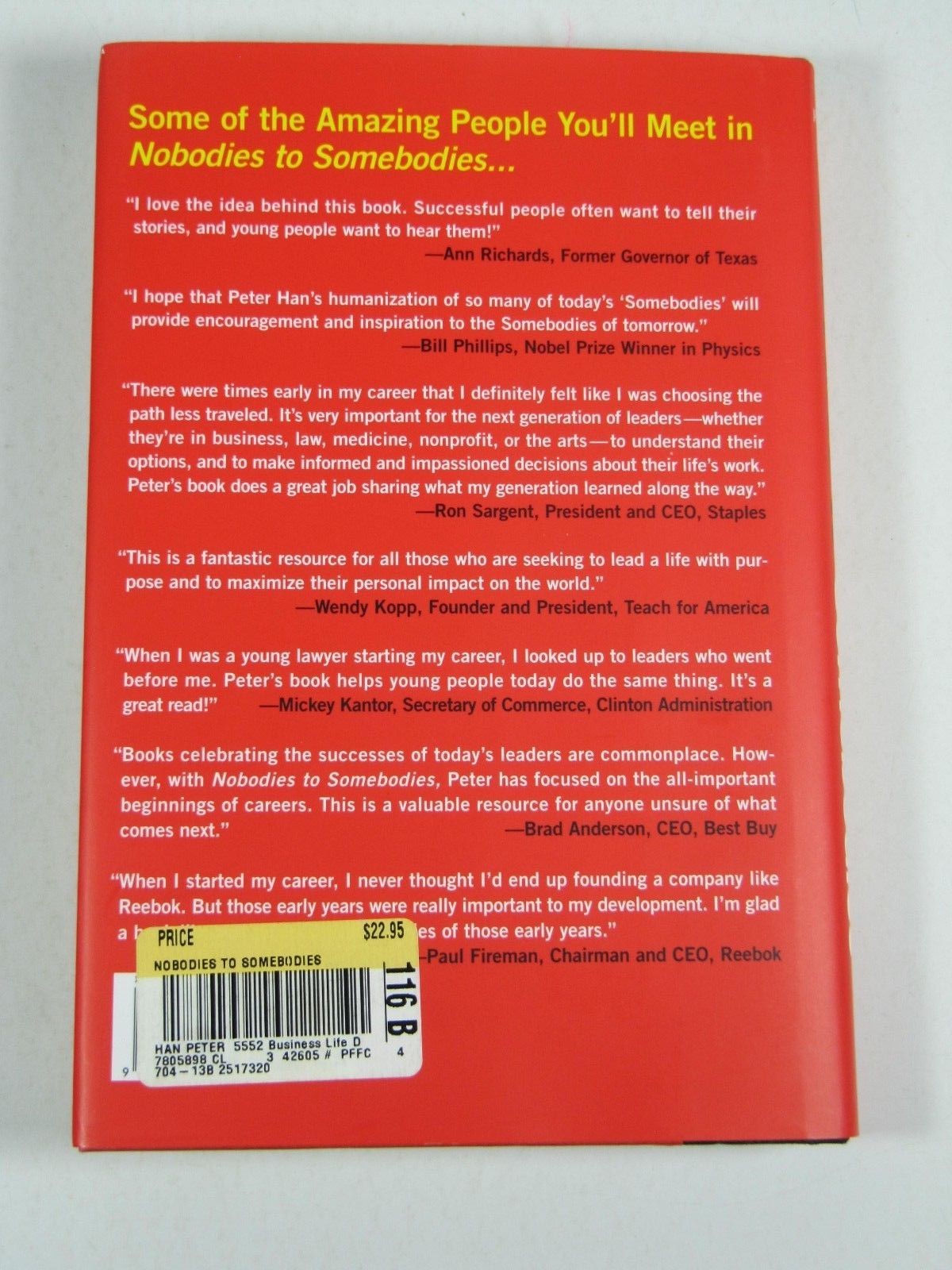 Nobodies to Somebodies Hardcover Book- Peter Han-How 100 Careers Got Their Start