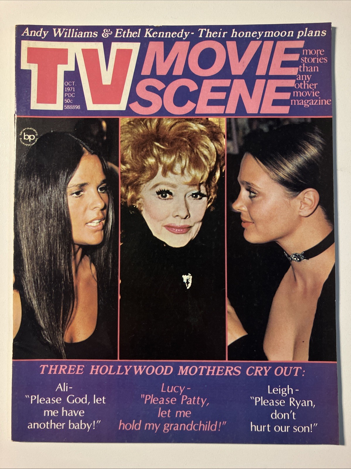 TV Movie Scene Magazine Oct. 1971 Ali Macgraw Andy Williams Lucille Lucy Ball